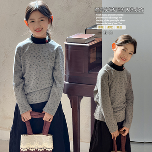 碎花打底衫 大E小e童装 女童韩版 新款 中大童发热内衣25225 2025冬季