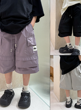 大E小e童装2025夏新款男女童凉感工装裤中裤宽松短裤五分裤66832