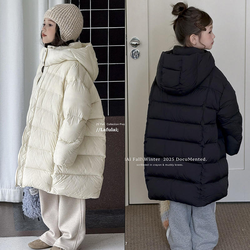 啦芙莱冬童装90白鸭绒长款羽绒服
