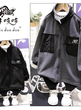 牛哆哆童装冬季新品工装风摇粒绒外套男女童保暖拉链衫67683