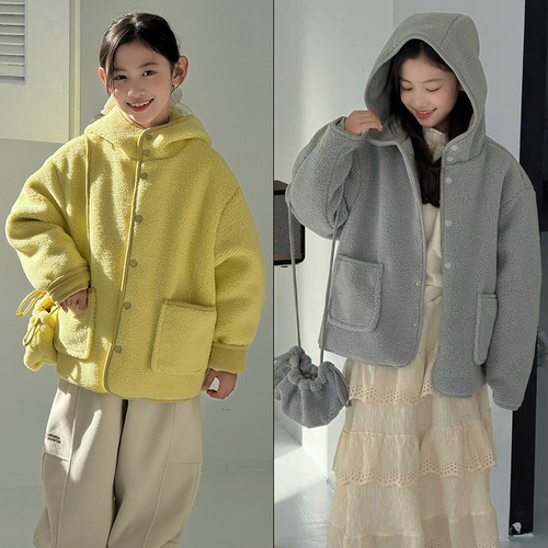 大E小e冬季男女童夹棉毛毛衣外套