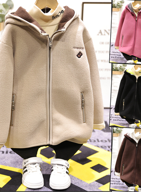 大E小e童装冬新款儿童复合摇粒绒外套韩男女童加厚拉链衫6277
