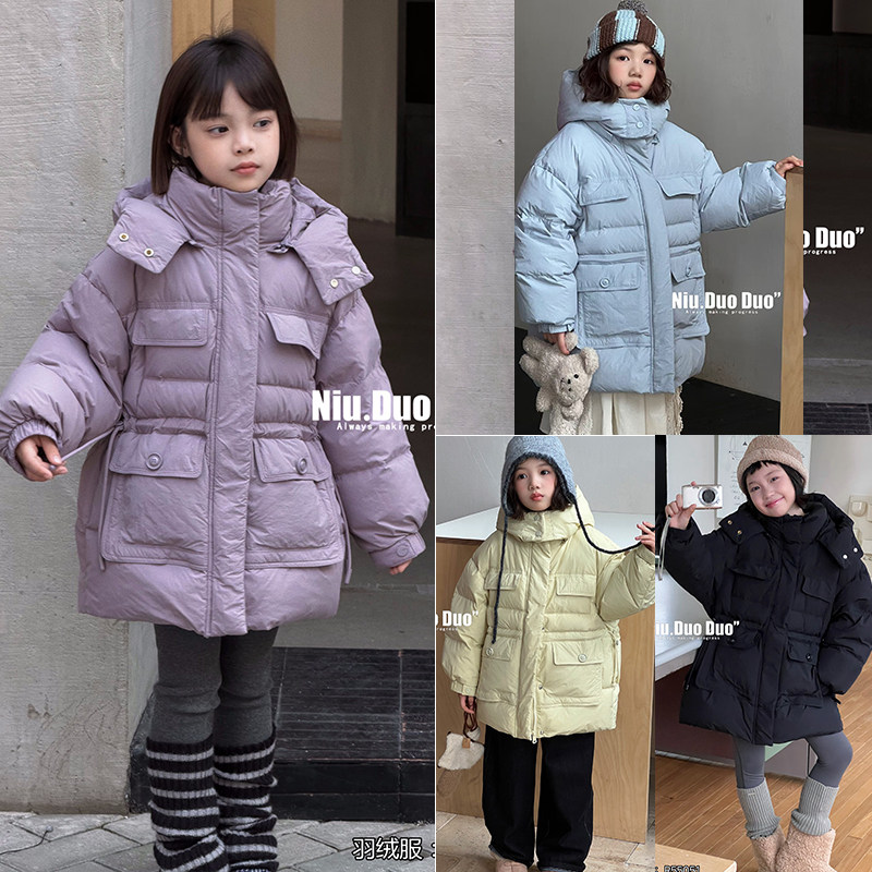 牛哆哆童装2025冬款女童中大童中长款时尚收腰羽绒服外套潮55051