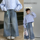 2026春季 阔腿裤 新款 啦芙莱童装 女童韩版 直筒牛仔裤 百搭休闲裤 1389