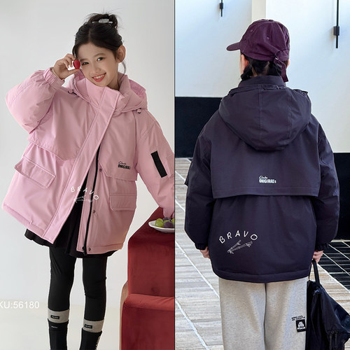布芮欧2025冬季工装风连帽羽绒服