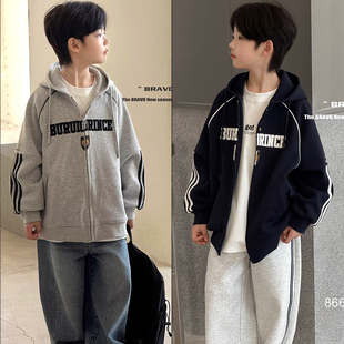 布芮欧童装 新款 男女童字母刺绣洋气连帽外套拉链衫 86663 2026春季