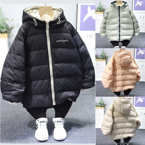 啦芙莱儿童白鸭绒连帽羽绒服外套