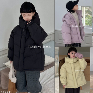 童乐鱼童装 女童90白鸭绒羽绒服连帽保暖面包服外套7722 2025冬新款