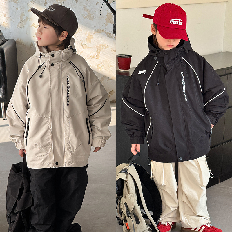 大E小e男女童百搭连帽拉链衫外套