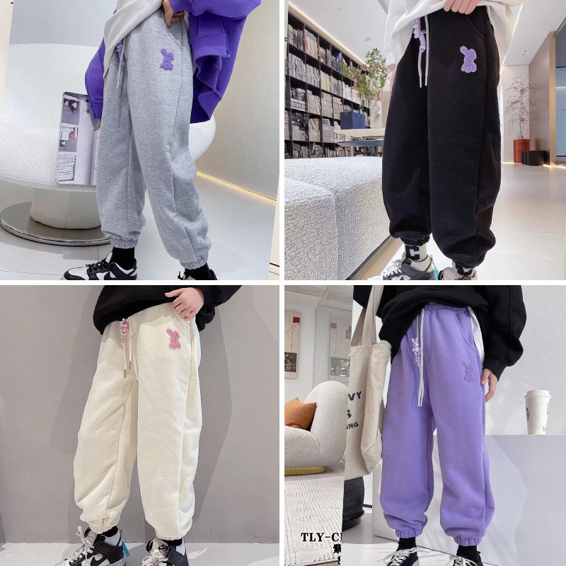 大E小e冬新款运动裤韩版女童中大童加厚加绒休闲裤束脚潮5512