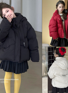 啦芙莱童装2025冬新款女童中大童韩版连帽90白鸭绒羽绒服外套3876