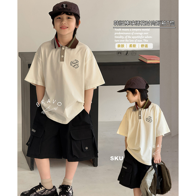 布芮欧男女童美式POLO衫短袖T恤