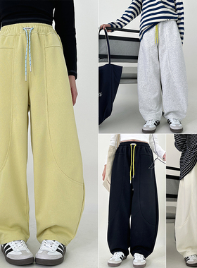 大E小e2025春季新款韩版洋气中大童女童运动裤休闲长裤弯刀裤8125