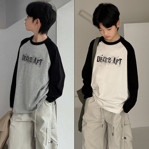 大E小e春季中大童字母长袖T恤