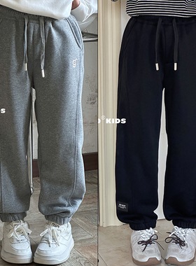 牛哆哆童装2024冬新款男女童加绒休闲裤韩版中大童针织裤潮63631