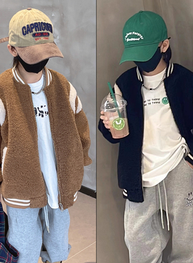 大E小e童装秋冬新款百搭保暖儿童毛绒外套男女童拉链衫27025