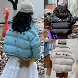 唐家童装冬季新款男女童彩色字母印花90白鸭绒短款羽绒服2357