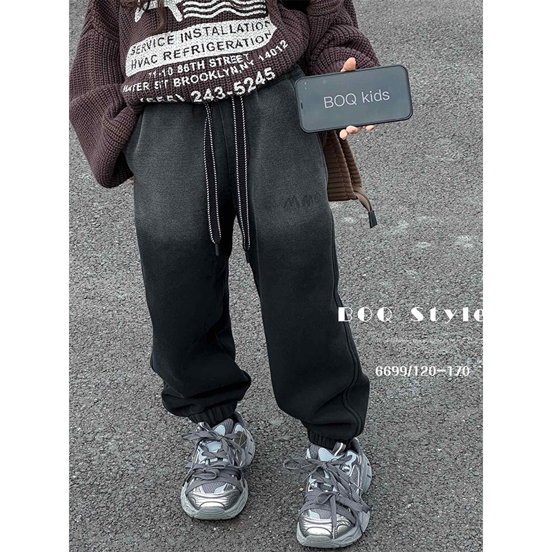 BOQ童装一体绒卫裤中大童针织裤