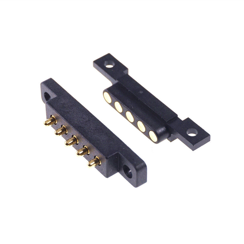 POGO PIN 弹簧针 连接器 5P 2.54 mm 公母座  直插板带螺丝孔安装
