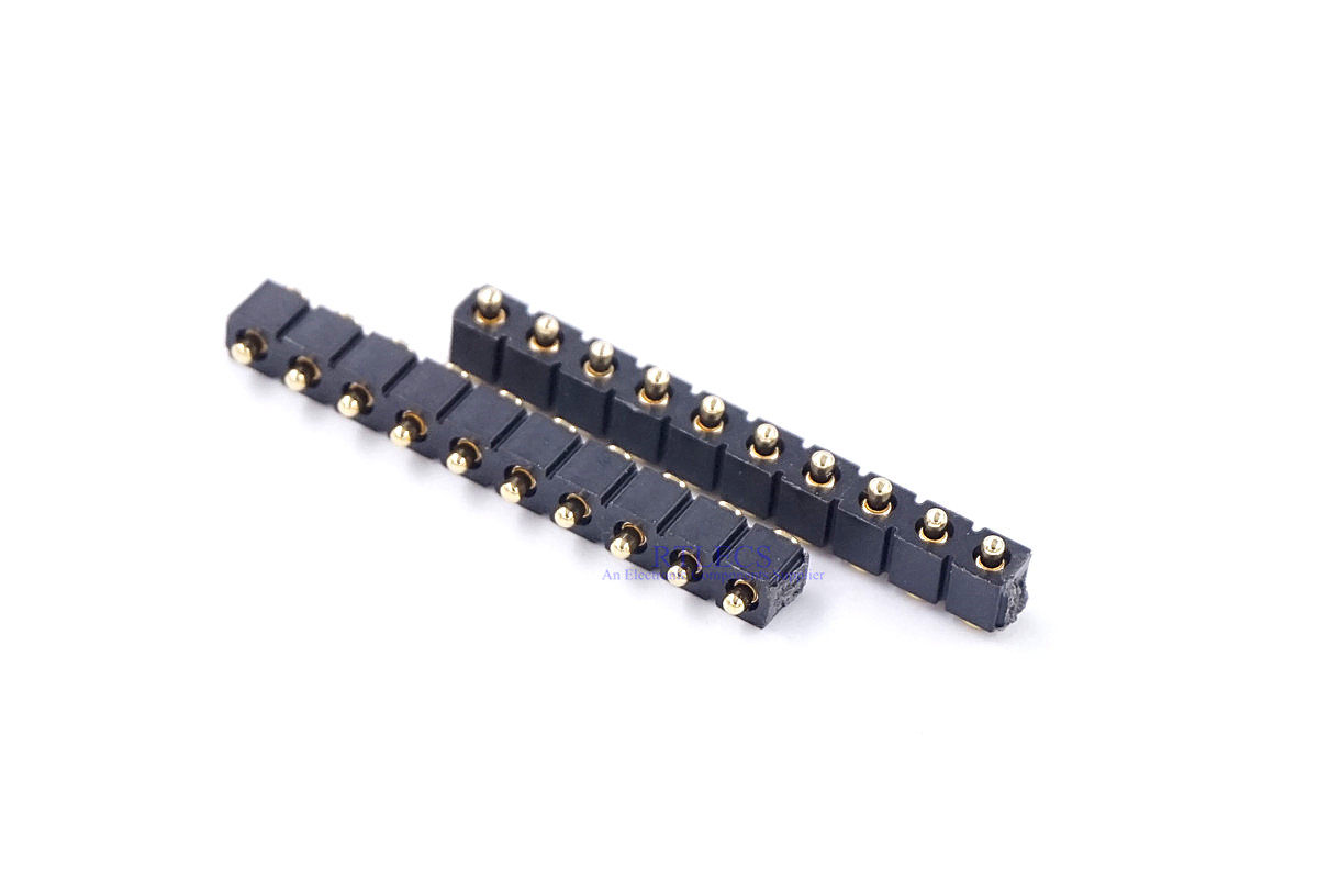 2.54mm间距10 Pin Pogo Pin 弹簧顶针贴片4.0mm高单排