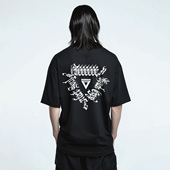 EFEEEEEE.V哥特风暗黑文字印花重金属摇滚男女中性黑色短袖 T恤