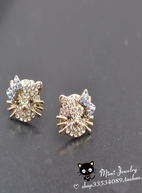 彩色helloKitty猫咪耳环vintage