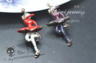 不买很奇怪 出口订单18K镀金复古vintage礼品冰上芭蕾舞者胸针 特