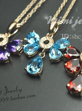欧洲镀金珠宝水晶青春风短款项链