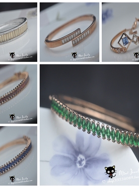 18k金复古摩登ins水晶孤品手镯