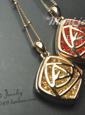 欧洲镀金珠宝水晶玫瑰短款项链