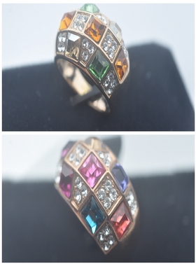 地利彩色水晶潮流戒指vintage