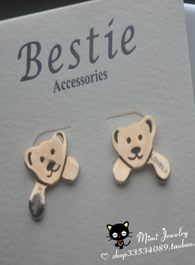 bestie合金欧美女泰迪小熊耳钉