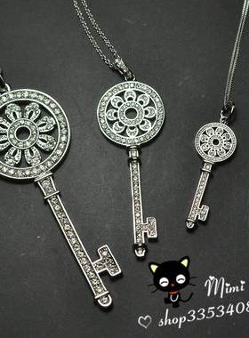 毛衣链18k金满钻钥匙玫瑰花