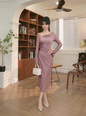 【JANE·简】2025春装新款女装轻熟风气质V领收腰连衣裙31011