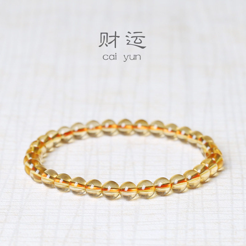 天然水晶 天然黄水晶手链单圈手串批发 厂家直销玉石