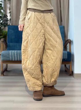 忆古朴拙亚麻色织撞色腰休闲棉裤251027