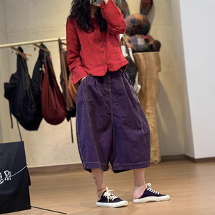 衣牧了然250217色织双面压线不规则口袋中裤