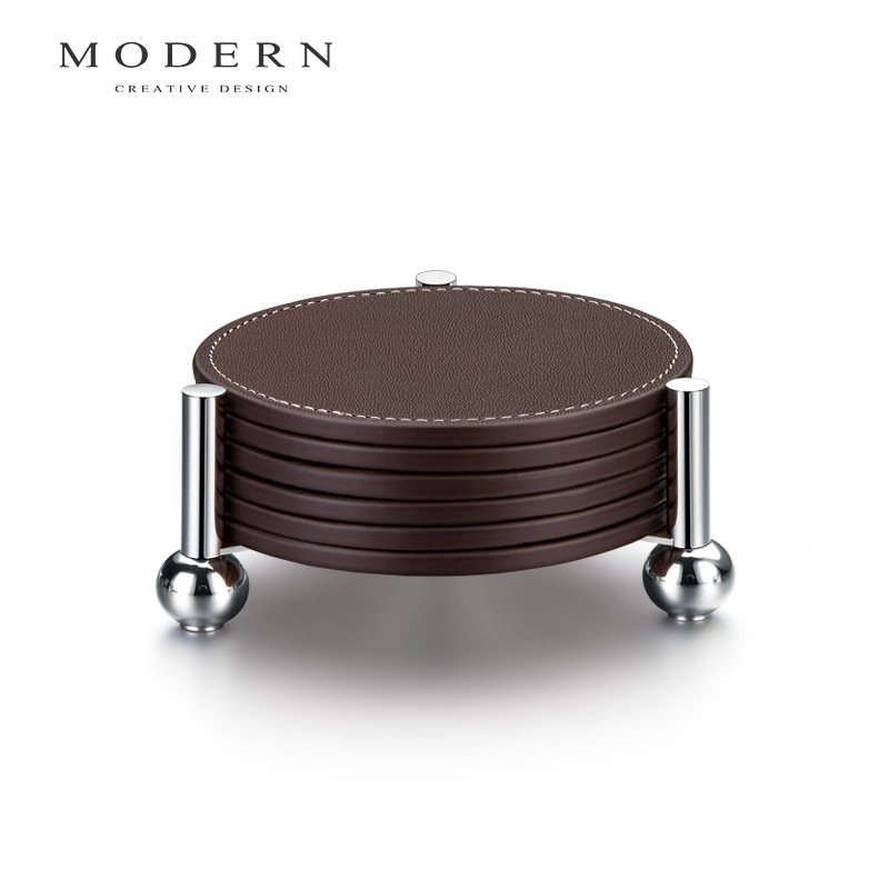 摩登MODERN原创星轨真皮杯垫功夫茶牛皮杯垫水晶玻璃水杯垫隔热垫