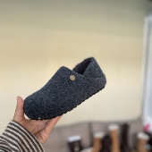 懒人鞋 099复古毛呢博肯鞋 女 女平底单鞋 豆豆鞋 配阔腿裤 外贸勃肯鞋