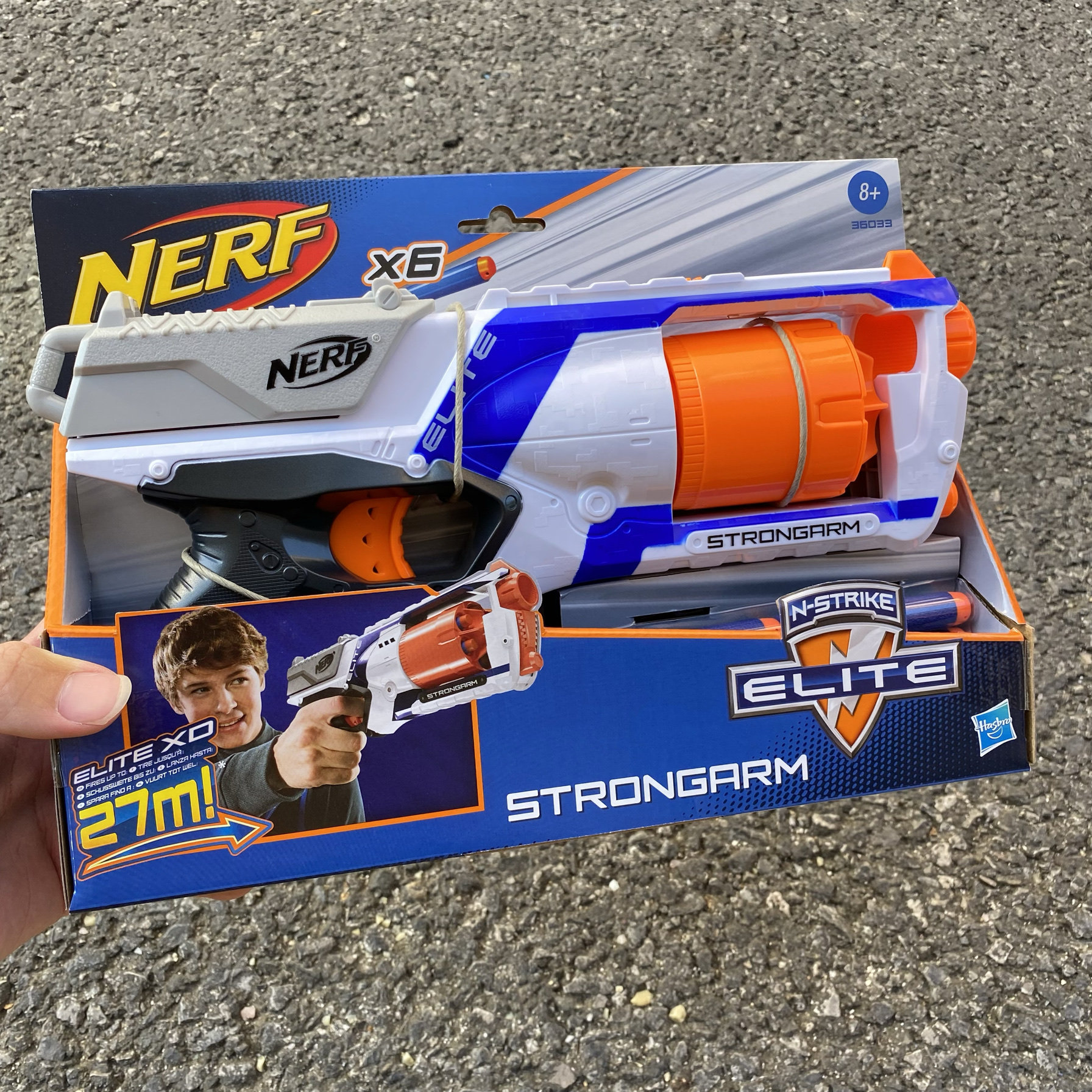 孩之宝NERF热火精英小牛发射器橙机27m软弹枪男孩玩具经典左轮仓