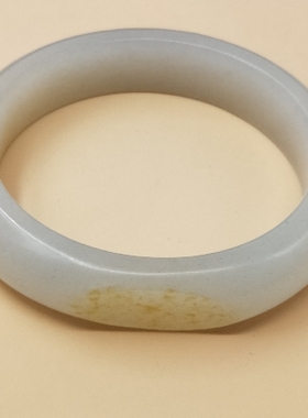 白玉籽料 新疆和田玉撒金皮【53.36mm】轮胎镯