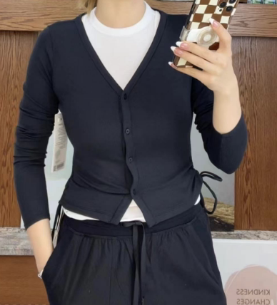 lululemon代购 Side-Cinch Ribbed Cardigan 螺纹瑜伽长袖