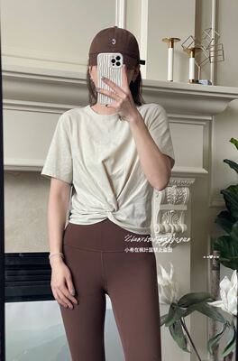 lululemon代购 Crescent Tee 瑜伽宽松休闲软气质柔透气扭结短袖