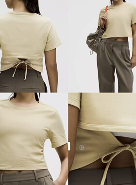 【直邮c】lululemon Tie-Hem Heavyweight Cotton T后绑带棉T短袖