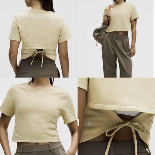 【直邮c】lululemon Tie-Hem Heavyweight Cotton T后绑带棉T短袖