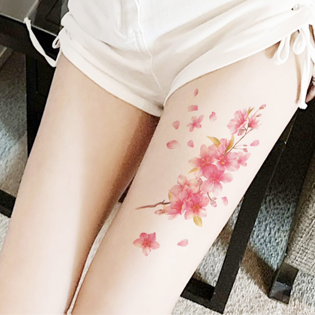 4张包邮彼岸花桃花纹身贴女大图