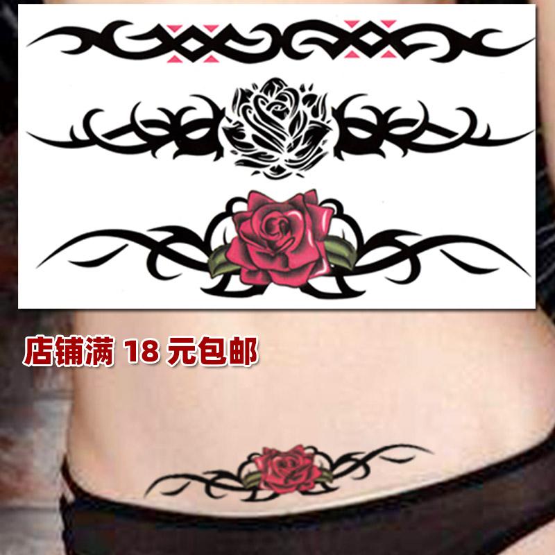 纹身贴防水玫瑰花女持久仿真刺青