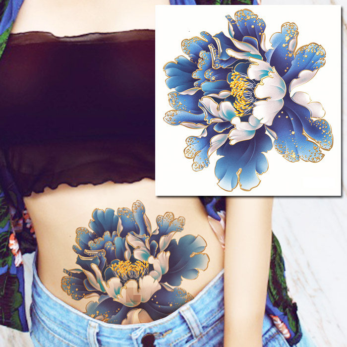 牡丹花仿真纹身贴纸防水女士腹部肚子遮疤痕大图遮瑕刺青彩绘,彩妆/香水/美妆工具,化妆/美容工具,淘宝优惠券,粉丝福利购,淘宝优惠卷