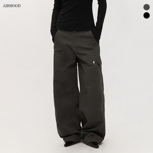 AIRHOOD 2025秋美式复古口袋工装休闲裤男女纯棉宽松直筒阔腿裤子