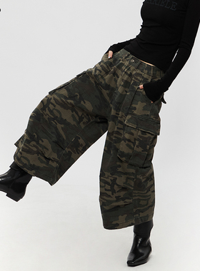 AIRHOOD 2025复古工装宽松迷彩七分裤美式潮牌男女8分休闲阔腿裤
